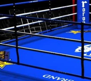 Vista de sujetacuerdas en un ring de boxeo profesional